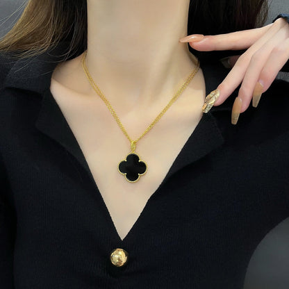 [LUXE] CLOVER 25MM NECKLACE GOLD ONYX