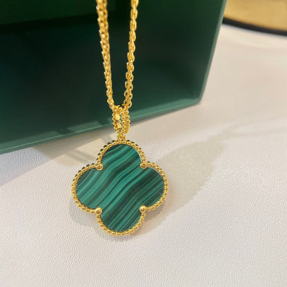 [LUXE] CLOVER 25MM MALACHITE GOLD NECKLACE