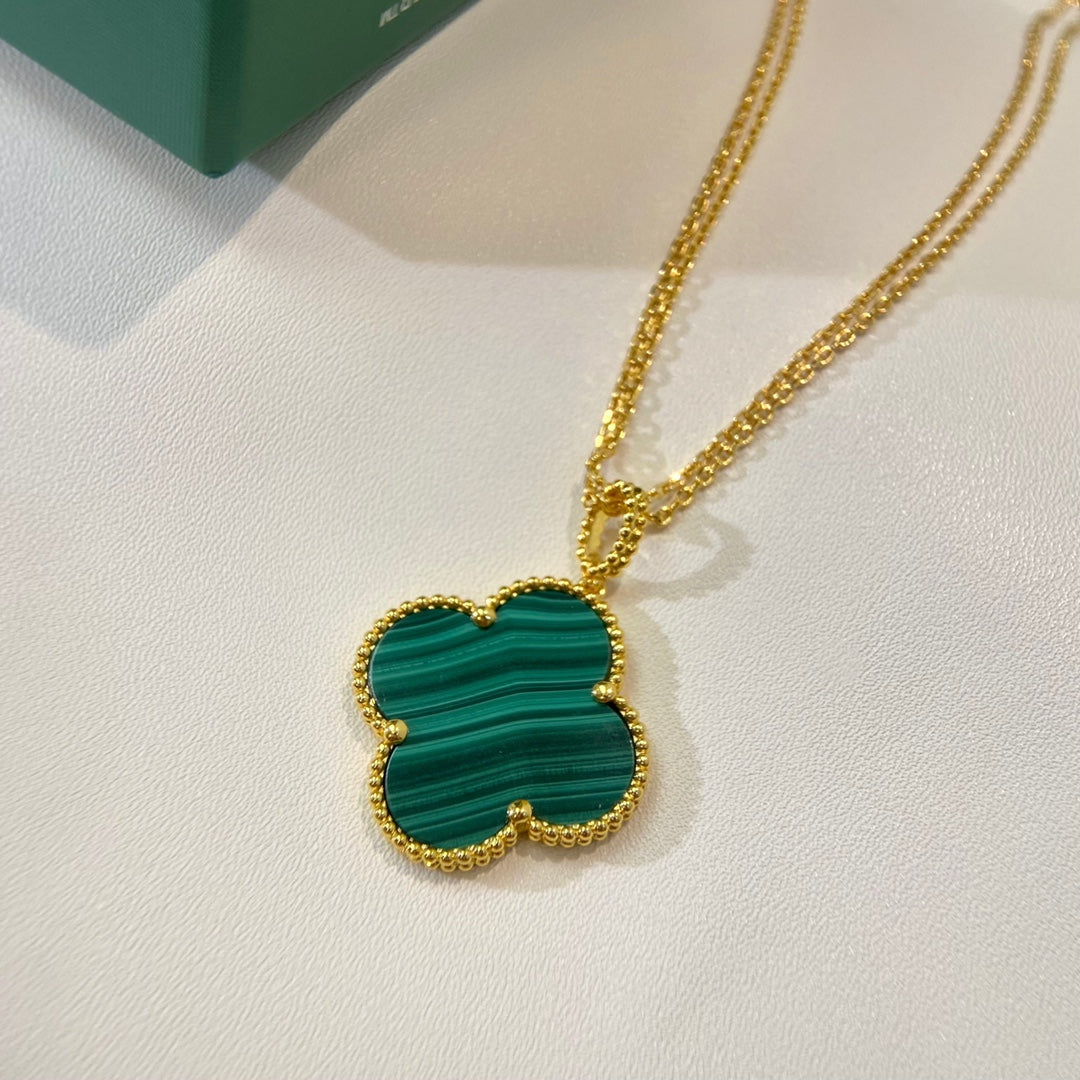 [LUXE] CLOVER 25MM MALACHITE GOLD NECKLACE