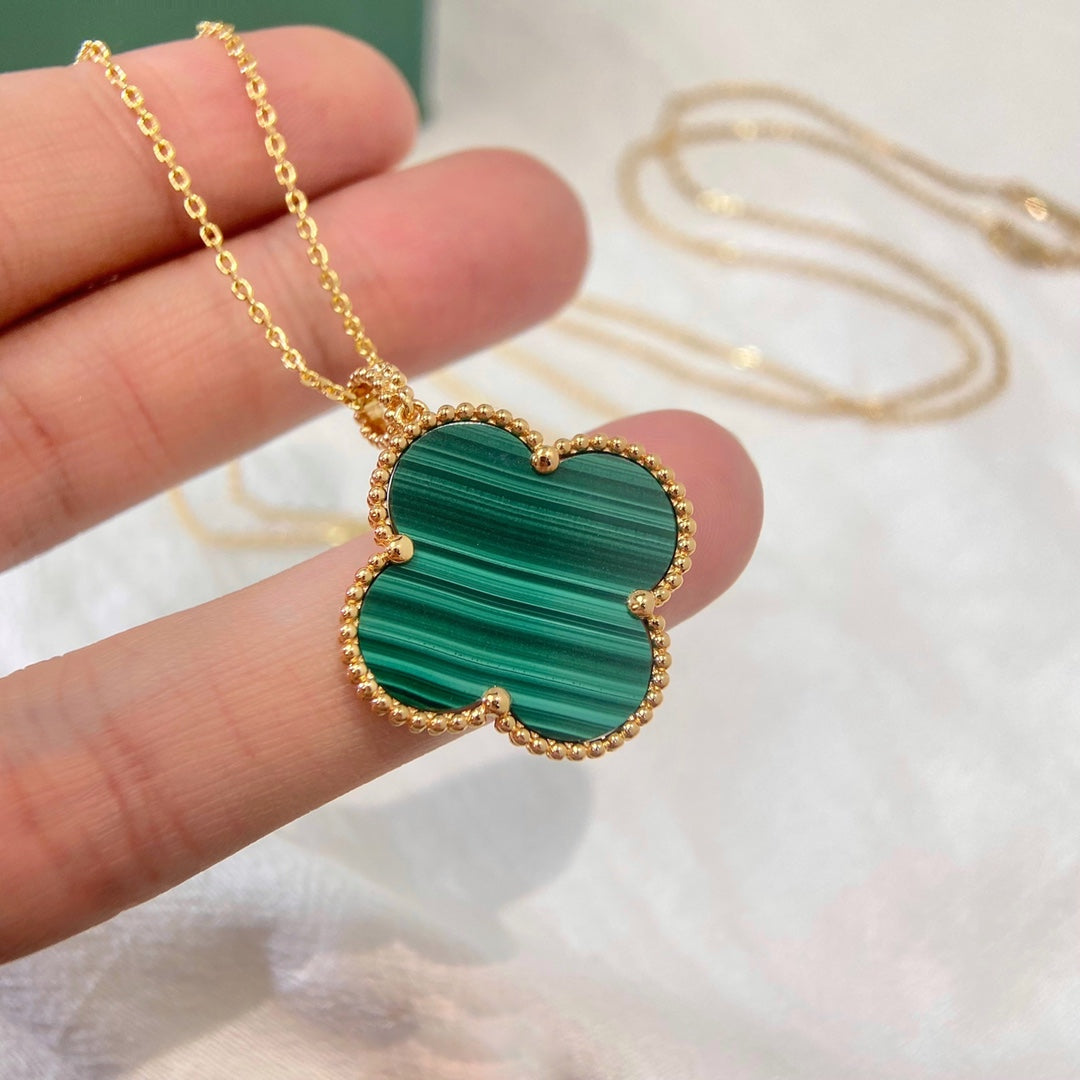 [LUXE] CLOVER 25MM MALACHITE GOLD NECKLACE