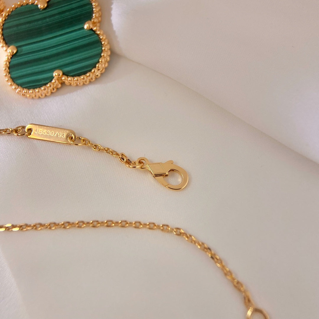 [LUXE] CLOVER 25MM MALACHITE GOLD NECKLACE