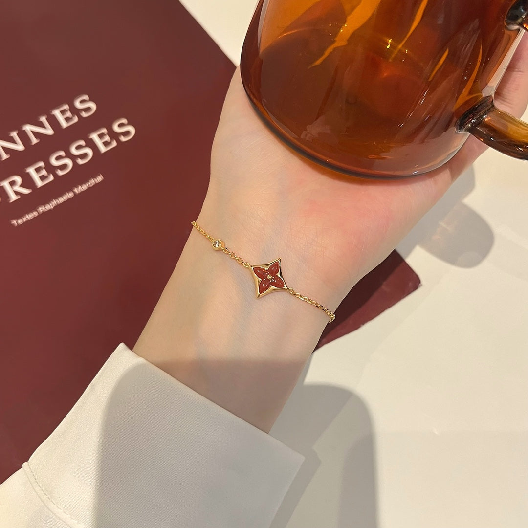 [LUXE]COLOR STAR CARNELIAN PINK GOLD DIAMOND BRACELET