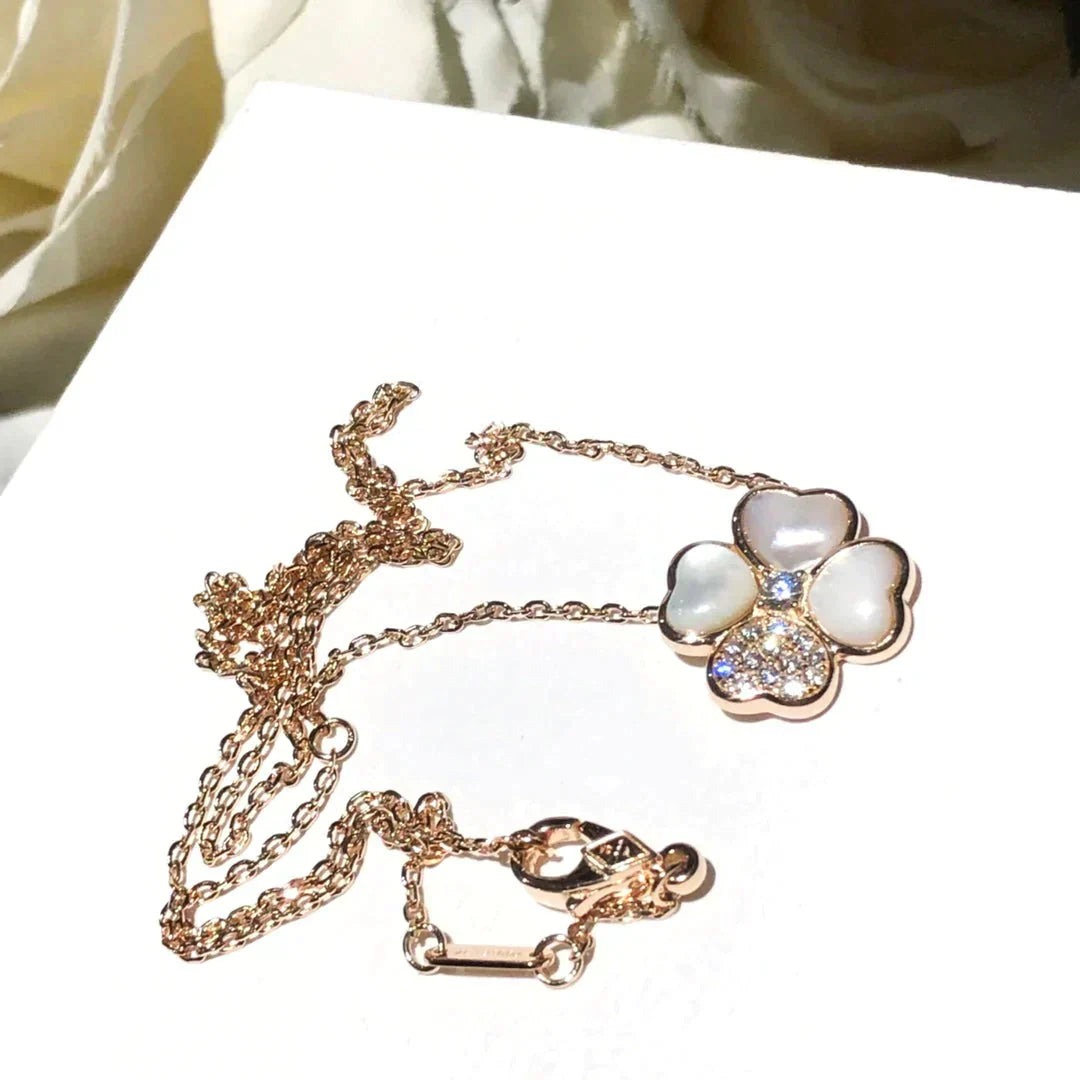 [LUXE] CLOVER MOP DIAMOND ROSE GOLD NECKLACE