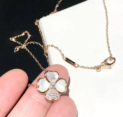 [LUXE] CLOVER MOP DIAMOND ROSE GOLD NECKLACE