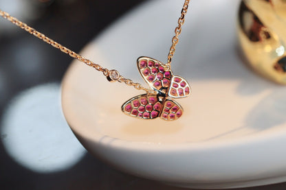 [LUXE] BUTTERFLY RED DIAMOND ROSE GOLD NECKLACE