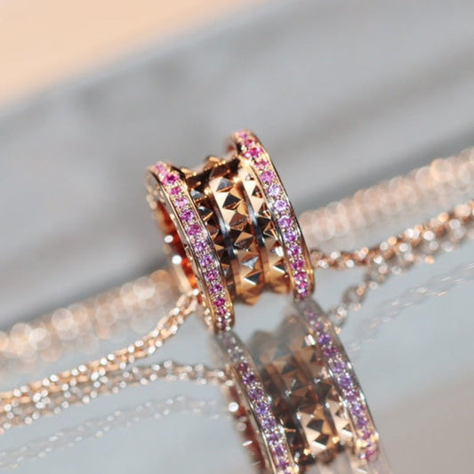 [LUXE]ZERO 1 ROCK PINK GOLD PINK DIAMOND NECKLACE