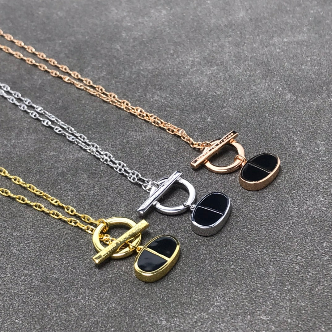 [LUXE]CHAINE VERSO BLACK CERAMIC SILVER NECKLACE