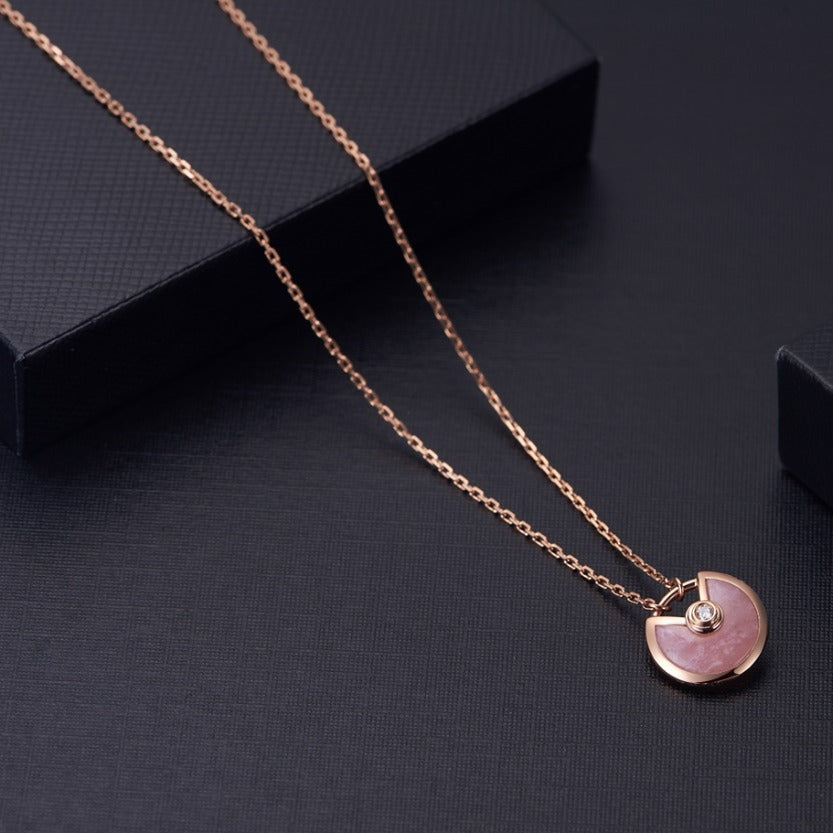 [LUXE]AMULETTE ROSE GOLD PINK MOP NECKLACE