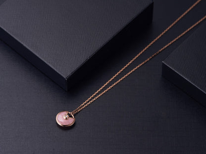 [LUXE]AMULETTE ROSE GOLD PINK MOP NECKLACE