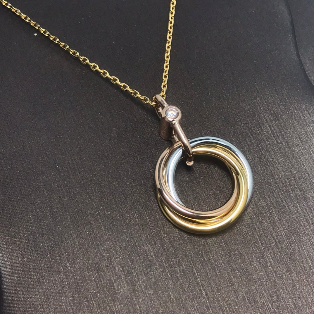 [LUXE]TRINITY SILVER GOLD PINK GOLD NECKLACE