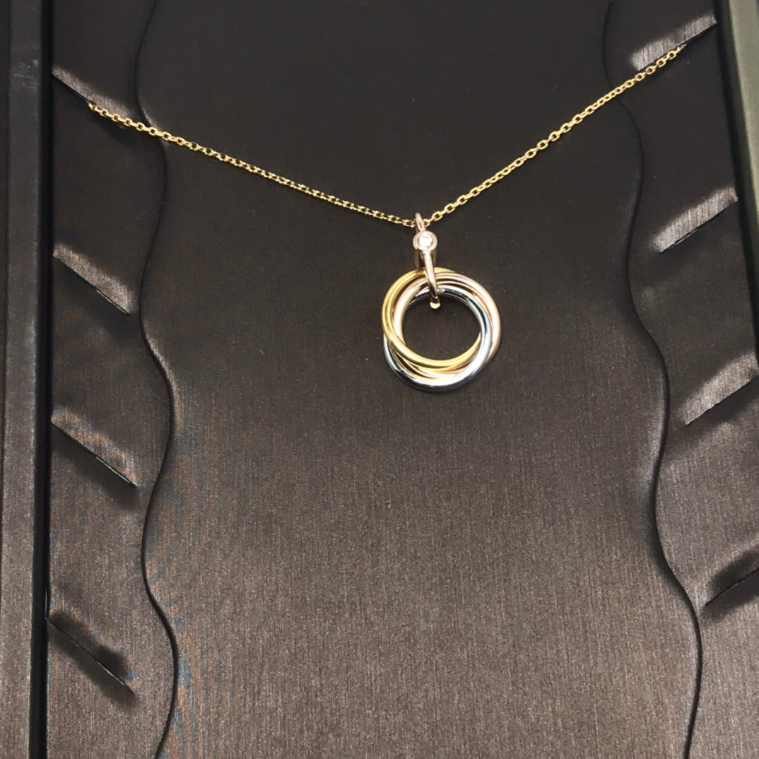 [LUXE]TRINITY SILVER GOLD PINK GOLD NECKLACE