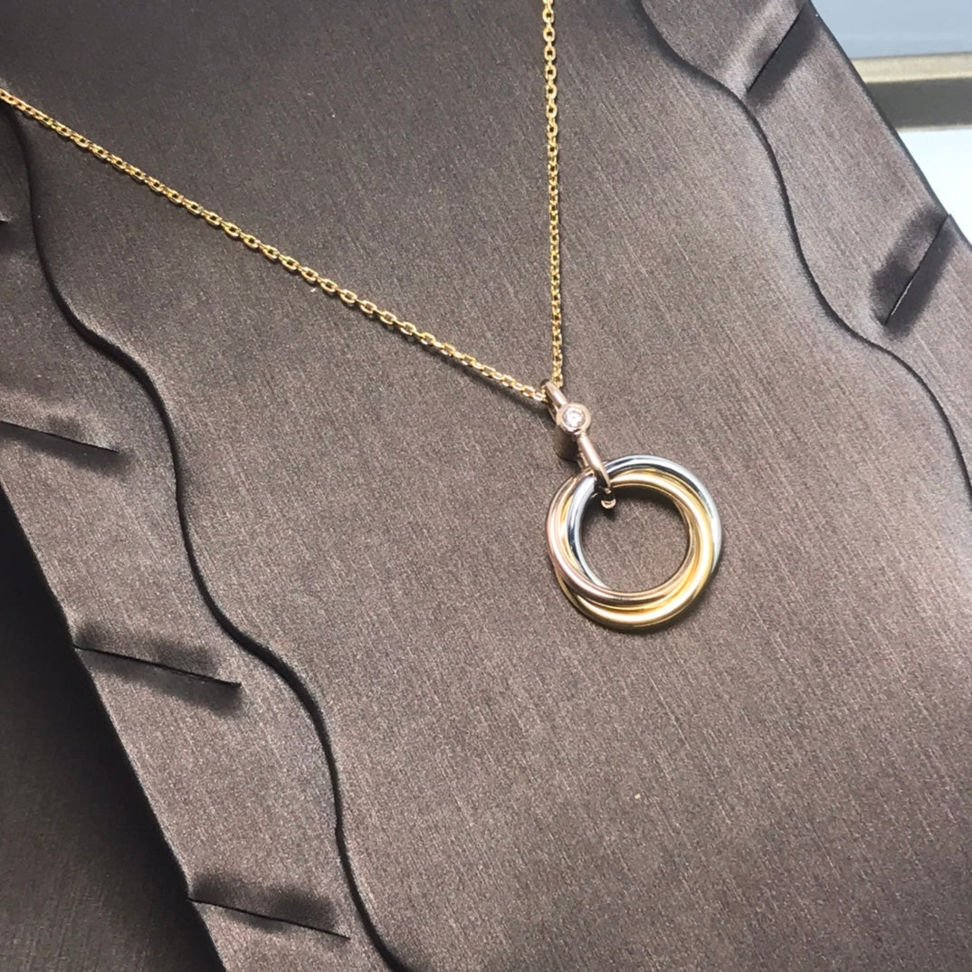 [LUXE]TRINITY SILVER GOLD PINK GOLD NECKLACE