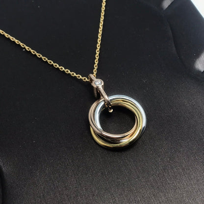 [LUXE]TRINITY SILVER GOLD PINK GOLD NECKLACE