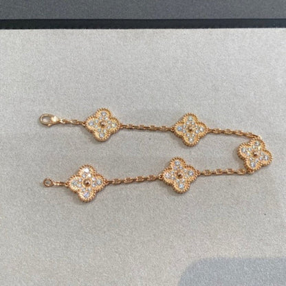 [LUXE] CLOVER 5 MOTIFS  FULL DIAMOND BRACELET