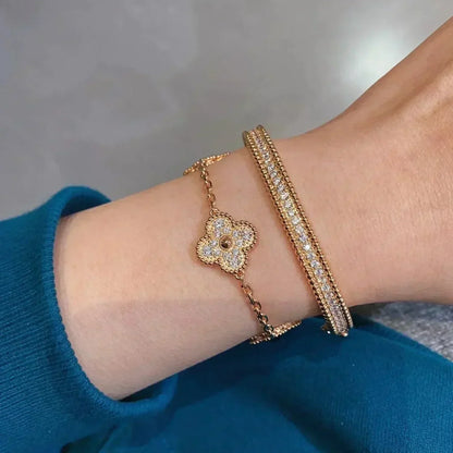 [LUXE] CLOVER 5 MOTIFS  FULL DIAMOND BRACELET