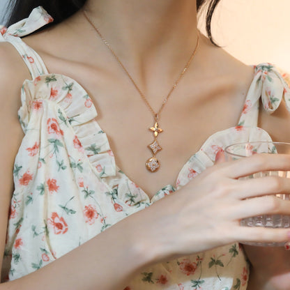 [LUXE]STAR AND SUN DIAMOND PINK GOLD NECKLACE