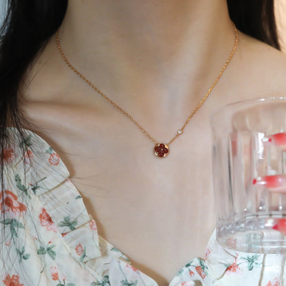 [LUXE]SUN PEDANT PINK GOLD 1 DIAMOND NECKLACE