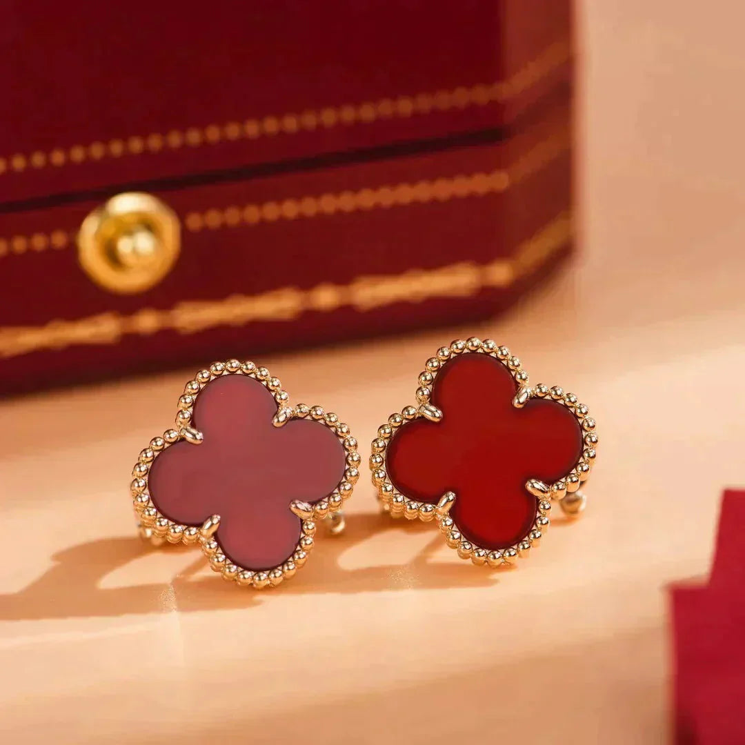 [LUXE] CLOVER MEDIUM 1 MOTIFS CARNELIAN  EARRINGS