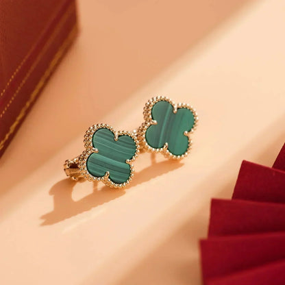 [LUXE] CLOVER MEDIUM 1 MOTIFS MALACHITE  EARRINGS