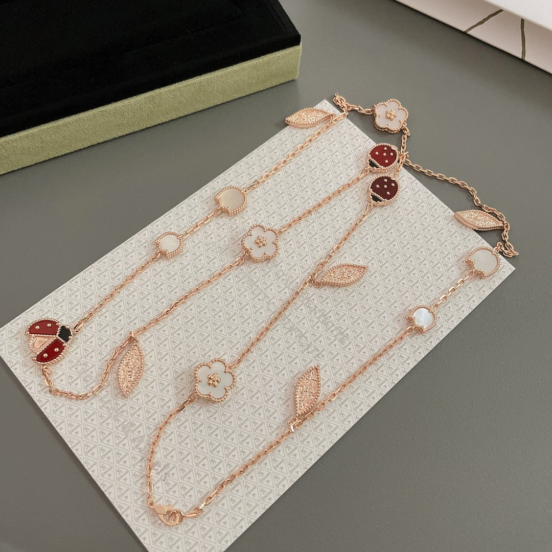 [LUXE] LUCKY SPRING 15 MOTIFS ROSE GOLD NECKLACE