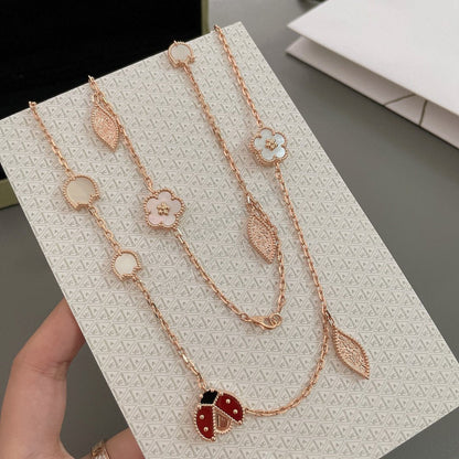 [LUXE] LUCKY SPRING 15 MOTIFS ROSE GOLD NECKLACE