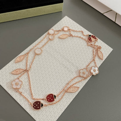 [LUXE] LUCKY SPRING 15 MOTIFS ROSE GOLD NECKLACE