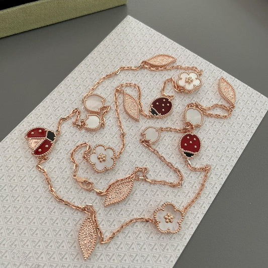 [LUXE] LUCKY SPRING 15 MOTIFS ROSE GOLD NECKLACE