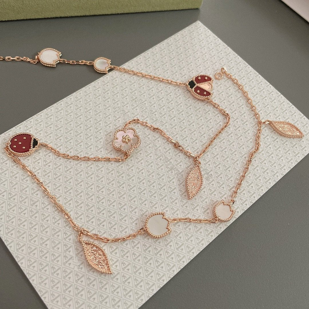 [LUXE] LUCKY SPRING 15 MOTIFS ROSE GOLD NECKLACE