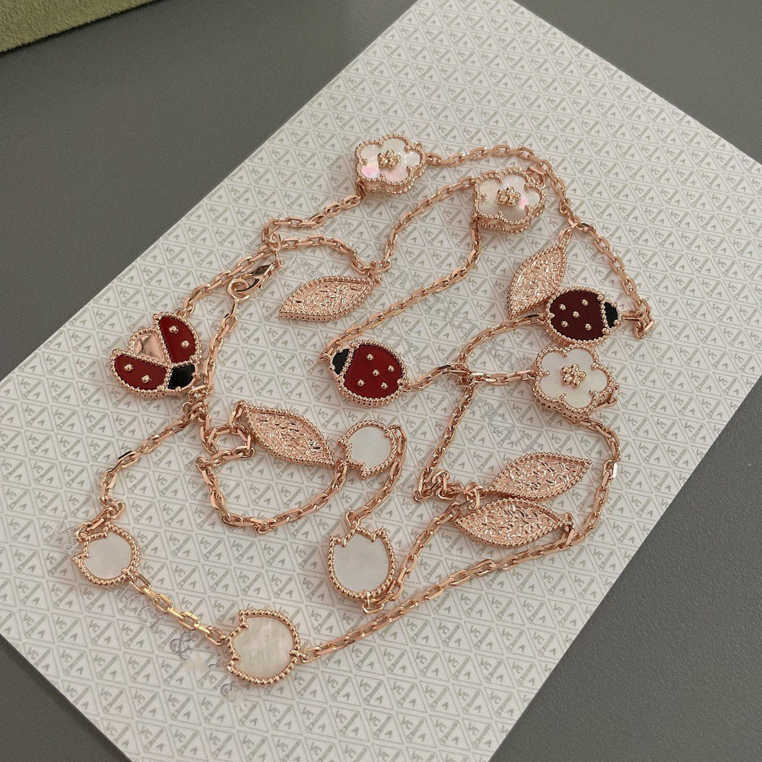 [LUXE] LUCKY SPRING 15 MOTIFS ROSE GOLD NECKLACE