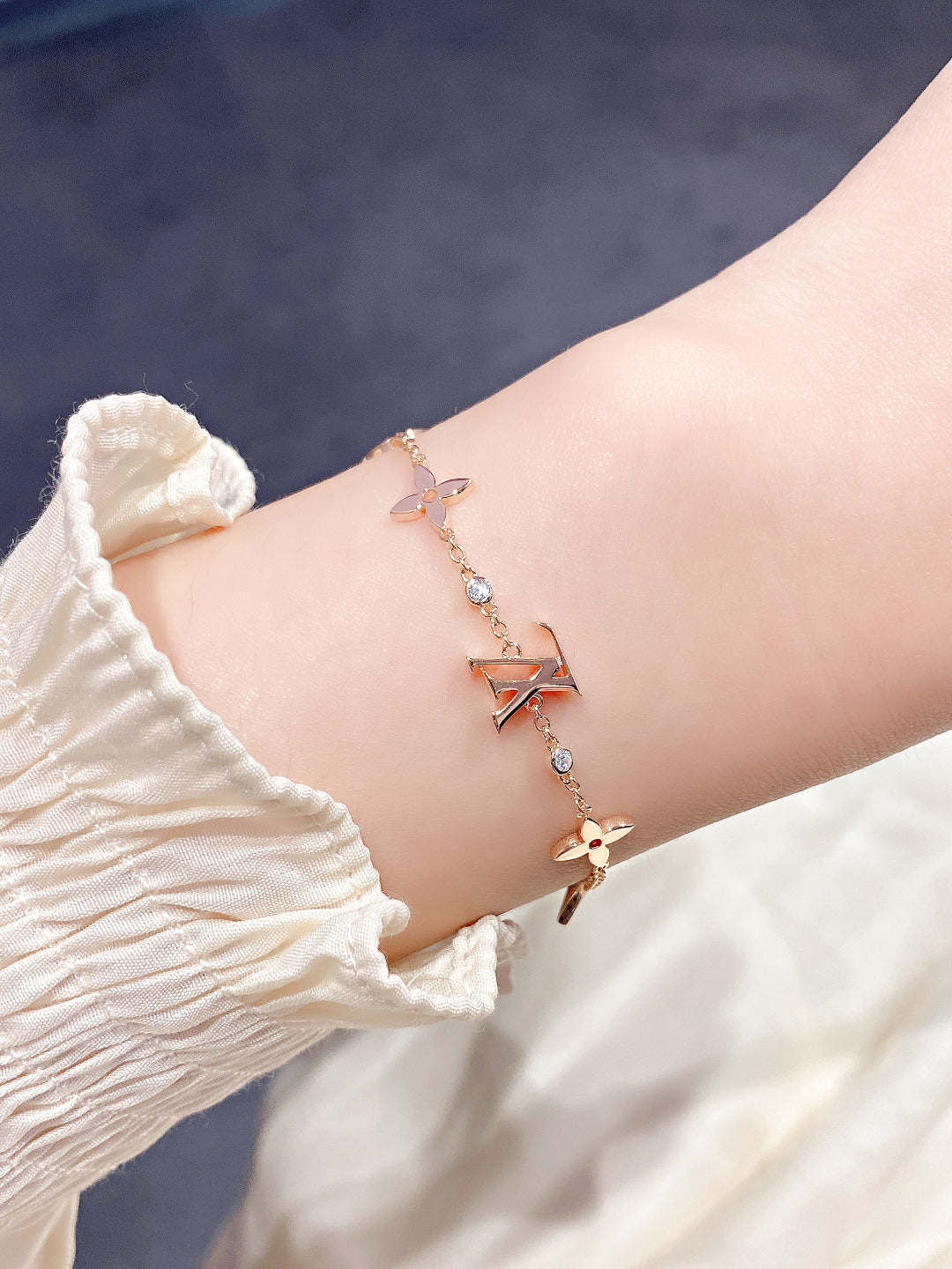 [LUXE]STAR AND SUN 7 MOTIFS GOLD BRACELET