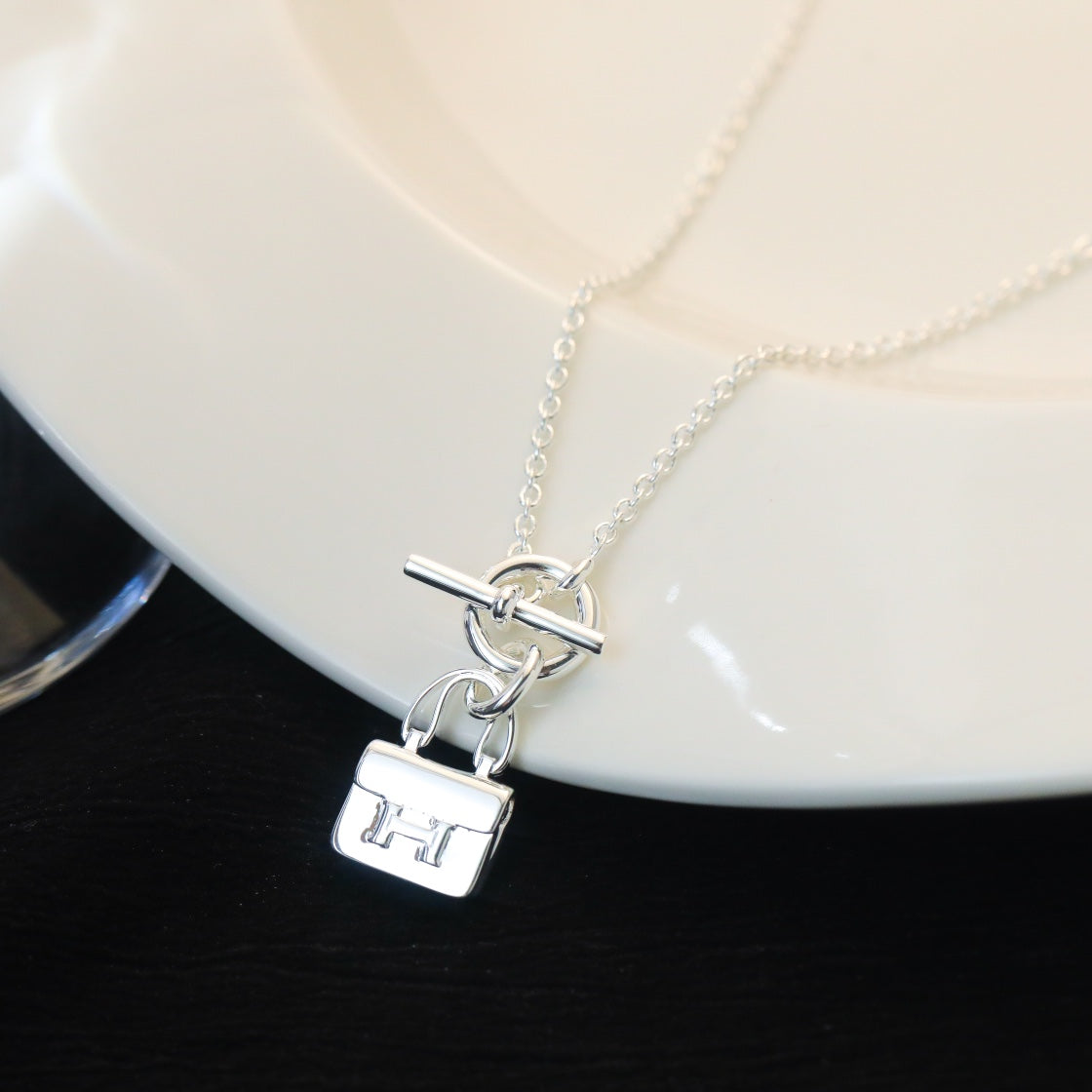 [LUXE]POP H PEDANT SILVER NECKLACE