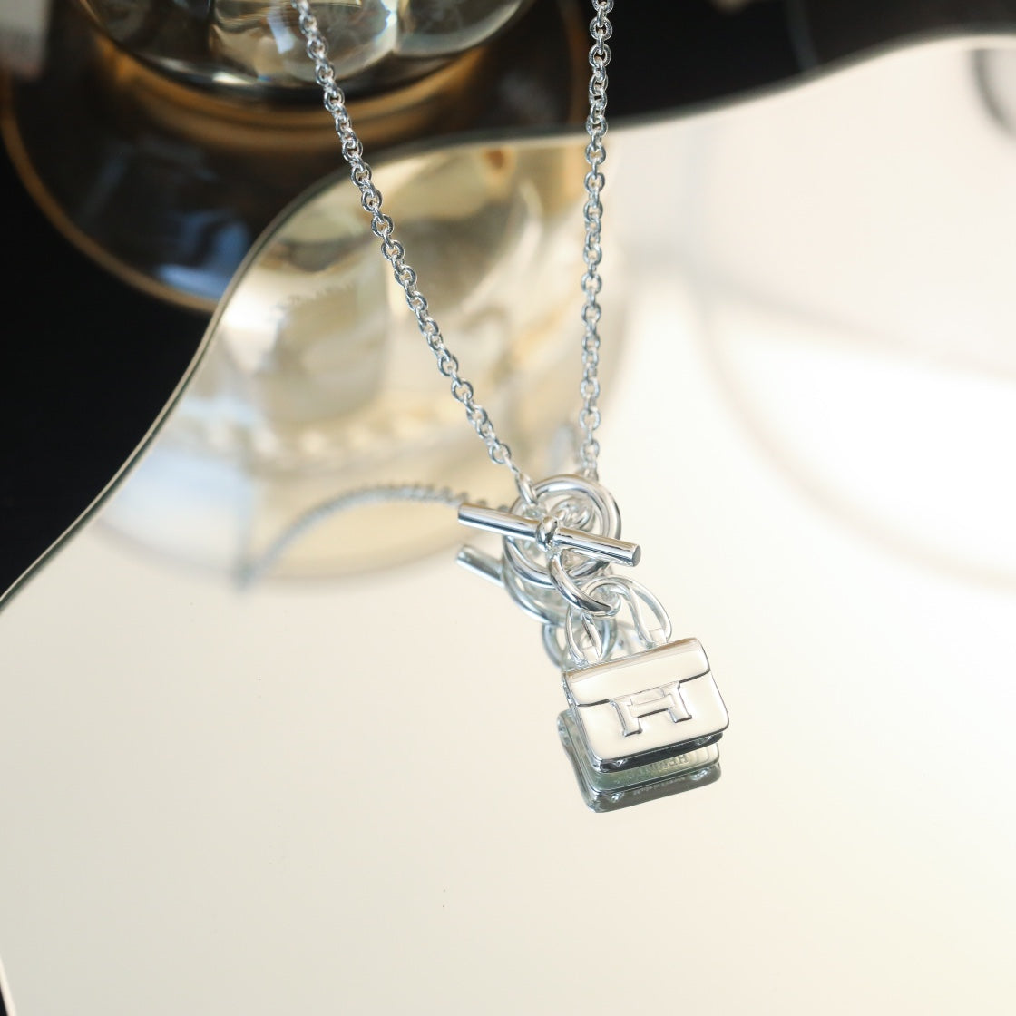 [LUXE]POP H PEDANT SILVER NECKLACE