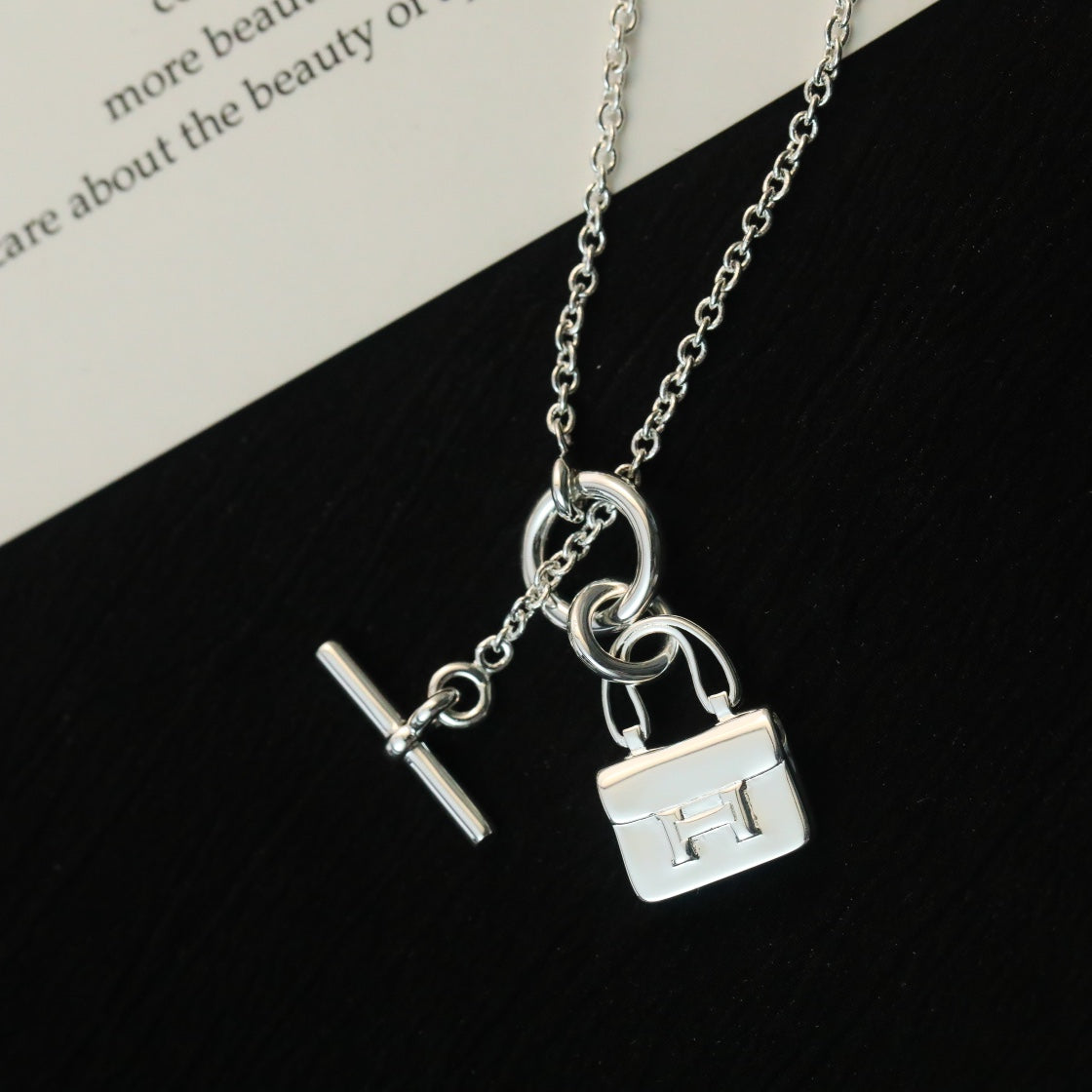 [LUXE]POP H PEDANT SILVER NECKLACE