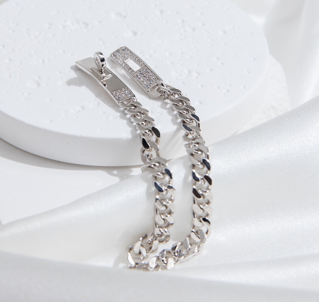 [LUXE]KELLY CHAIN SILVER DIAMOND BRACELET