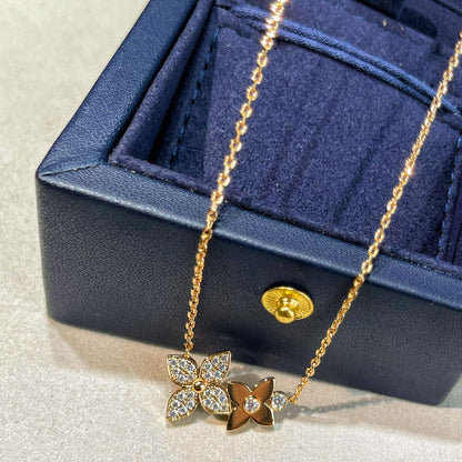 [LUXE]STAR BLOSSOM NECKLACE PINK GOLD DIAMONDS