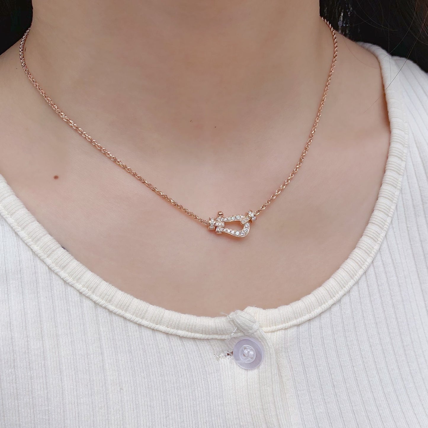 [LUXE]FORCE 10 PINK GOLD DIAMOND NECKLACE