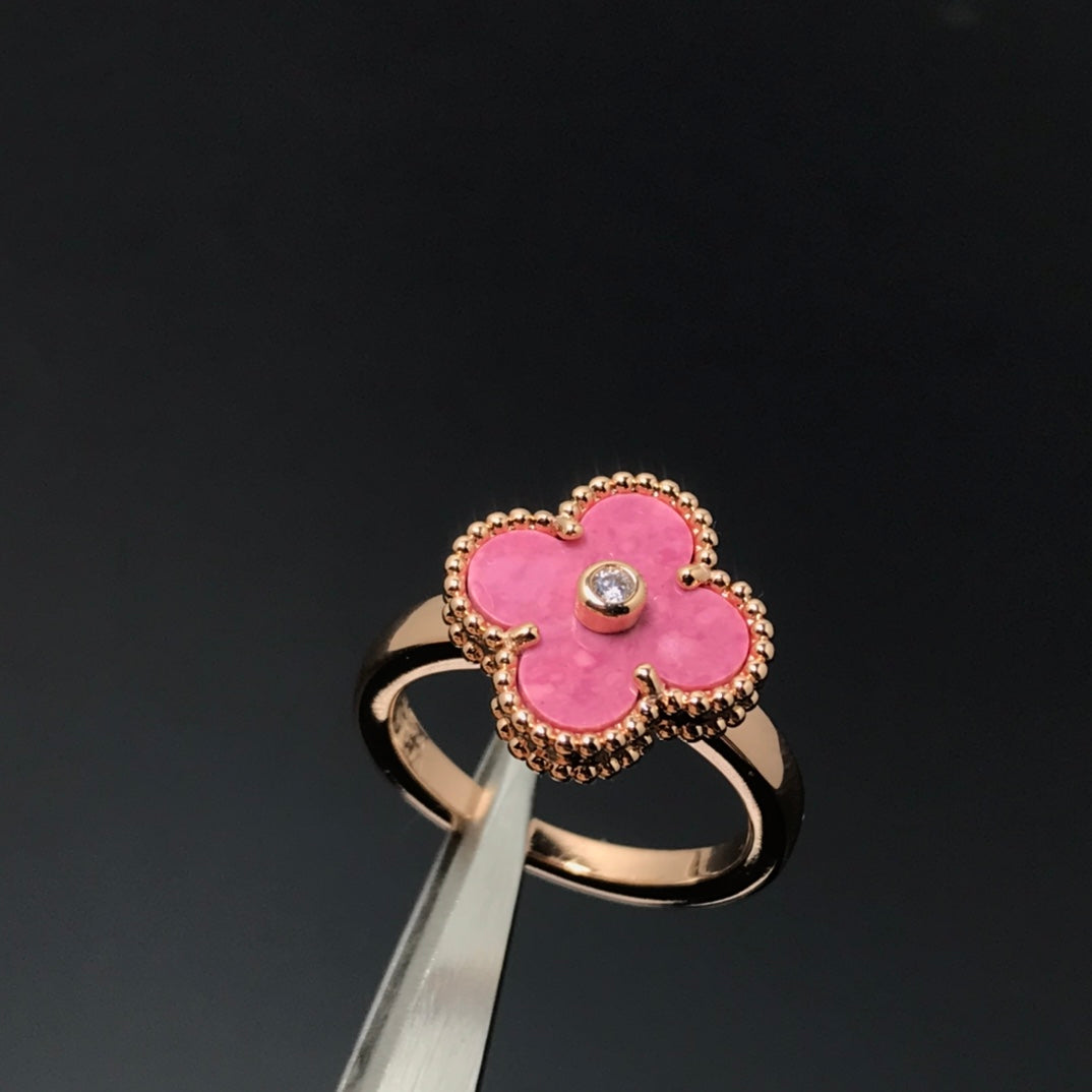 [LUXE] CLOVER RHODONITE ROSE GOLD RING