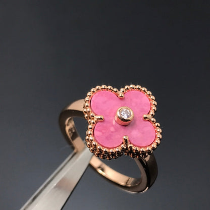 [LUXE] CLOVER RHODONITE ROSE GOLD RING