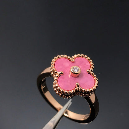 [LUXE] CLOVER RHODONITE ROSE GOLD RING