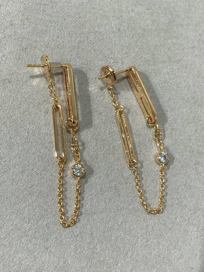 [LUXE]CHAINE CHAOS DIAMOND DROP EARRINGS