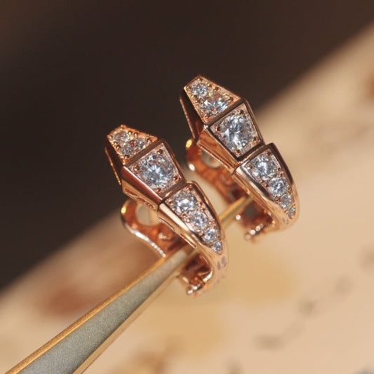 [LUXE]SERPENT PINK GOLD DIAMOND EARRINGS