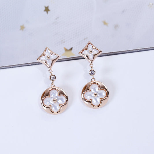 [LUXE]STAR AND SUN PINK GOLD MOP DROP EARRINGS