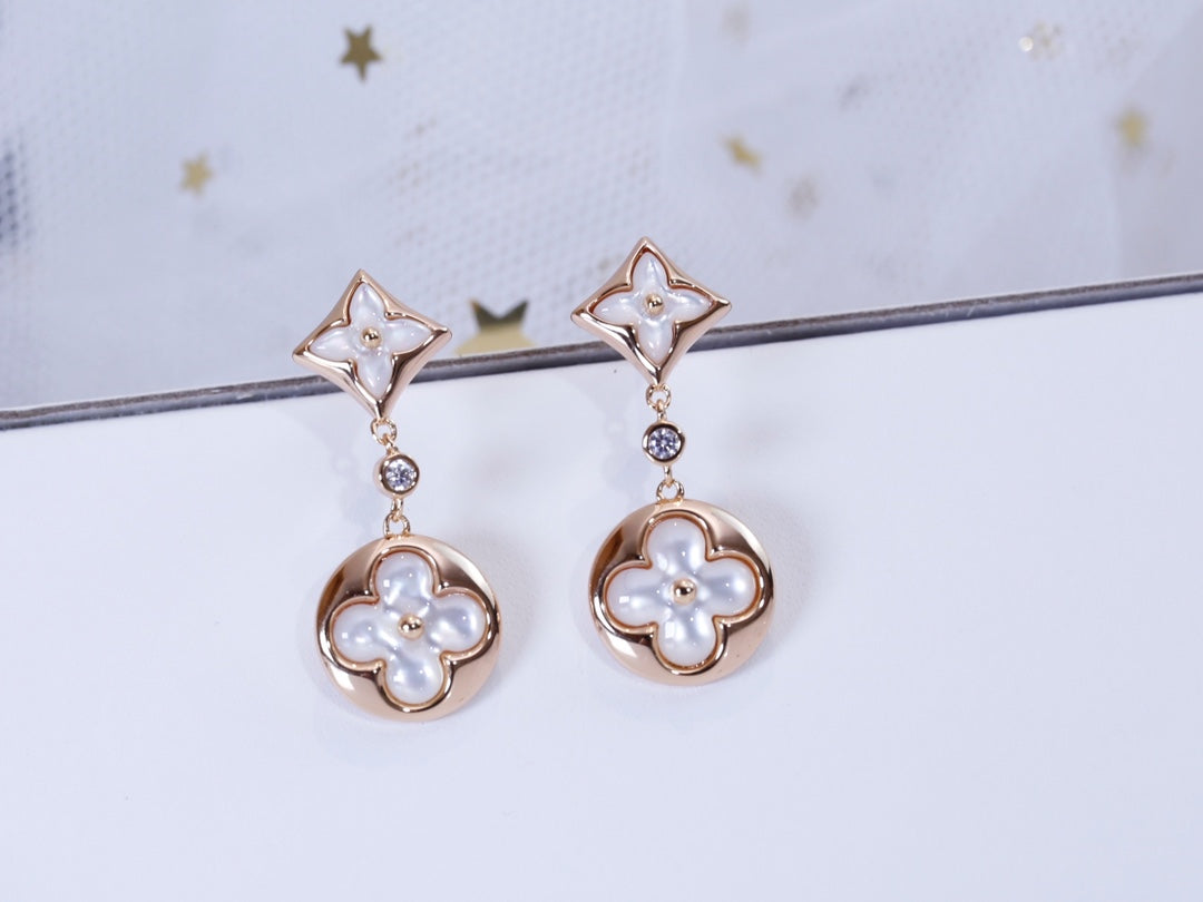 [LUXE]STAR AND SUN PINK GOLD MOP DROP EARRINGS