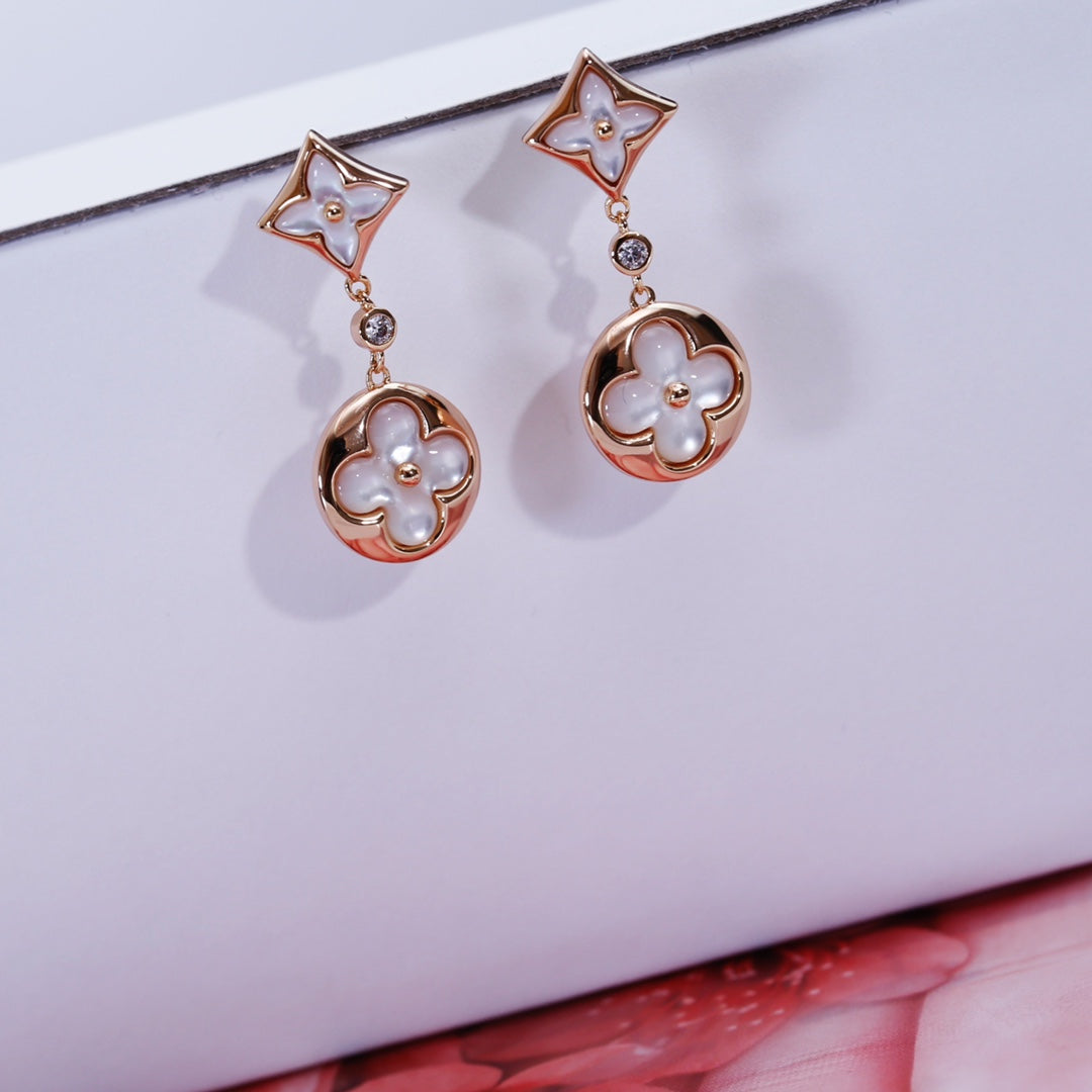 [LUXE]STAR AND SUN PINK GOLD MOP DROP EARRINGS