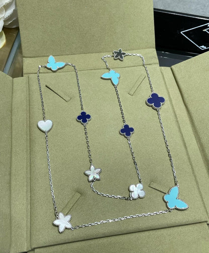 [LUXE] LUCKY CLOVER SILVER 11 MOTIF NECKLACE