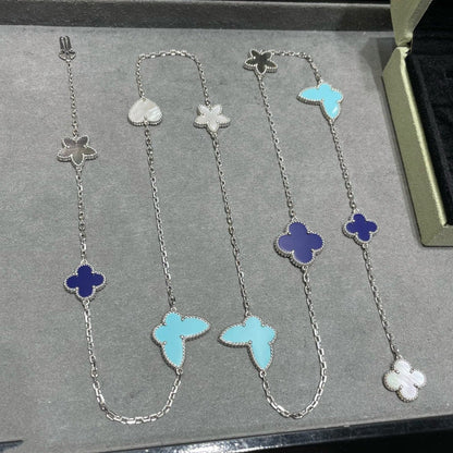 [LUXE] LUCKY CLOVER SILVER 11 MOTIF NECKLACE