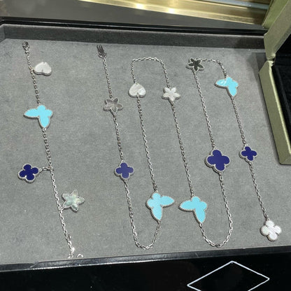 [LUXE] LUCKY CLOVER SILVER 11 MOTIF NECKLACE