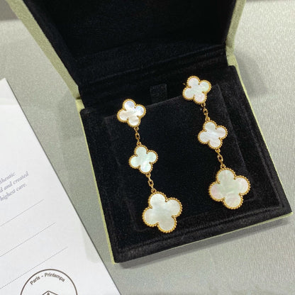 [LUXE] CLOVER MOP 3 MOTIFS GOLD EARRINGS