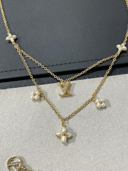 [LUXE]FLOWERGRAM GOLD MOP DOUBLE ROW NECKLACE