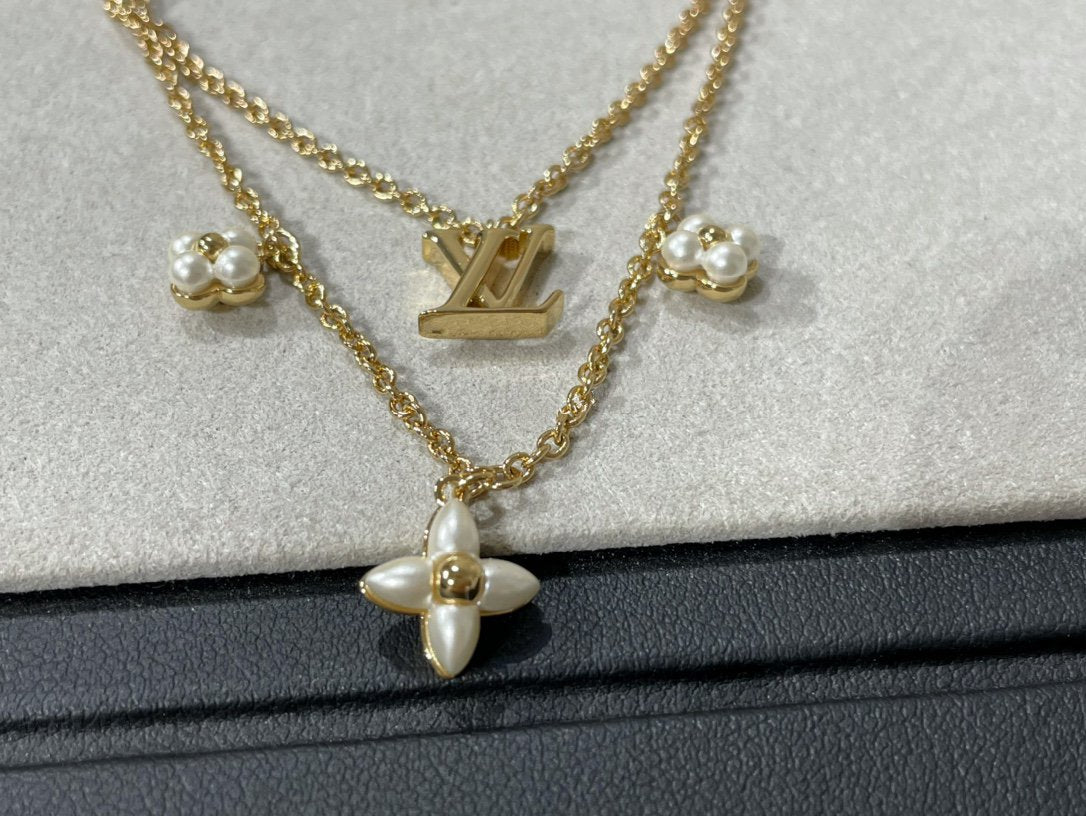 [LUXE]FLOWERGRAM GOLD MOP DOUBLE ROW NECKLACE